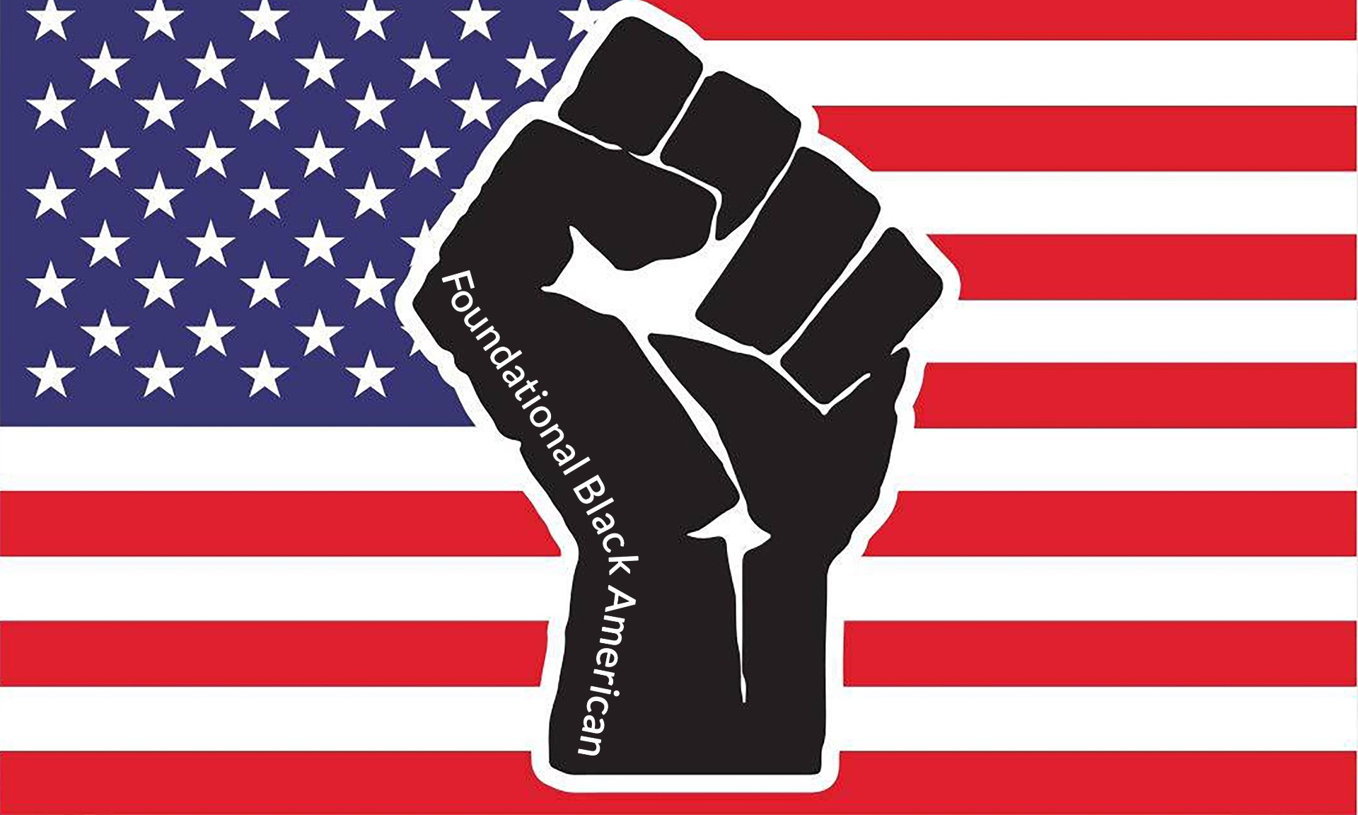Foundational Black American fist over US flag