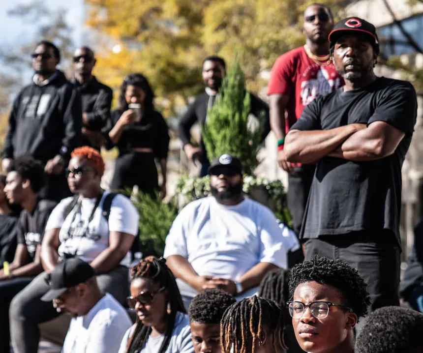 Crowd gathered at a Rally for Reparations